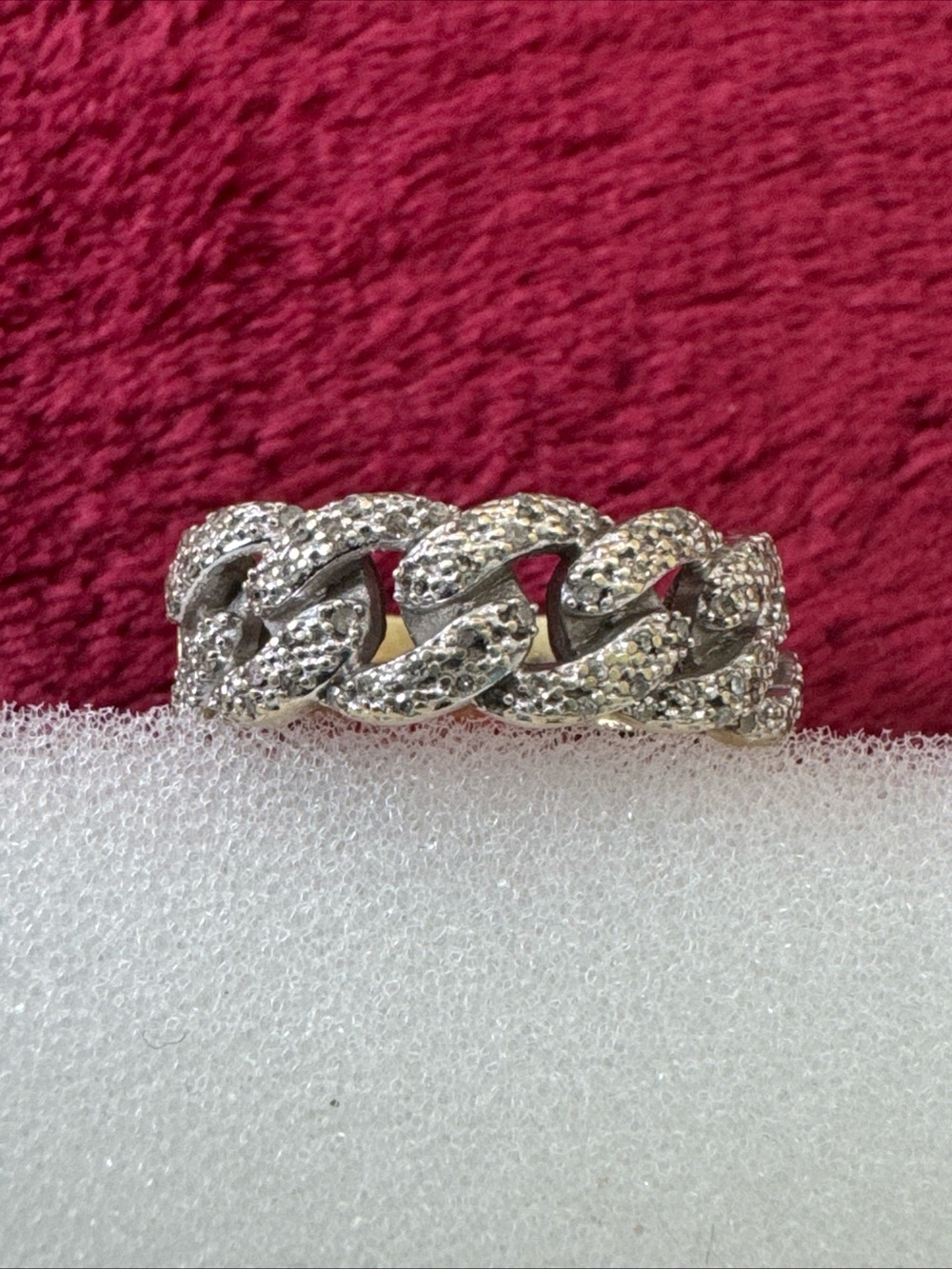 10K Yellow Gold Men’s Diamond Cuban Link Ring Size 9 5.6g 0.33ct Missing Stones